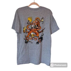 Beer Fest Fun Nautical Graphic Lounge Beach Gray Chambre Tee Shirt M/L